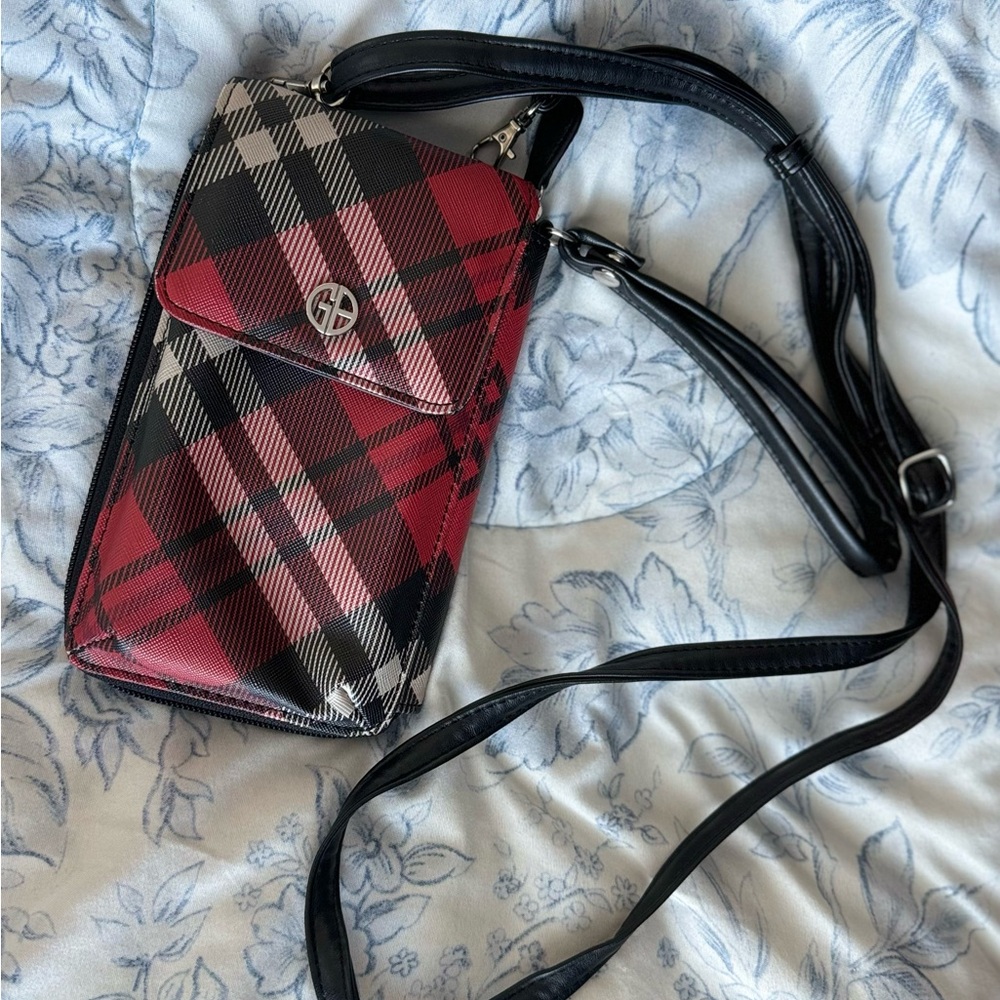 Plaid Crossbody Bag - Red and Black